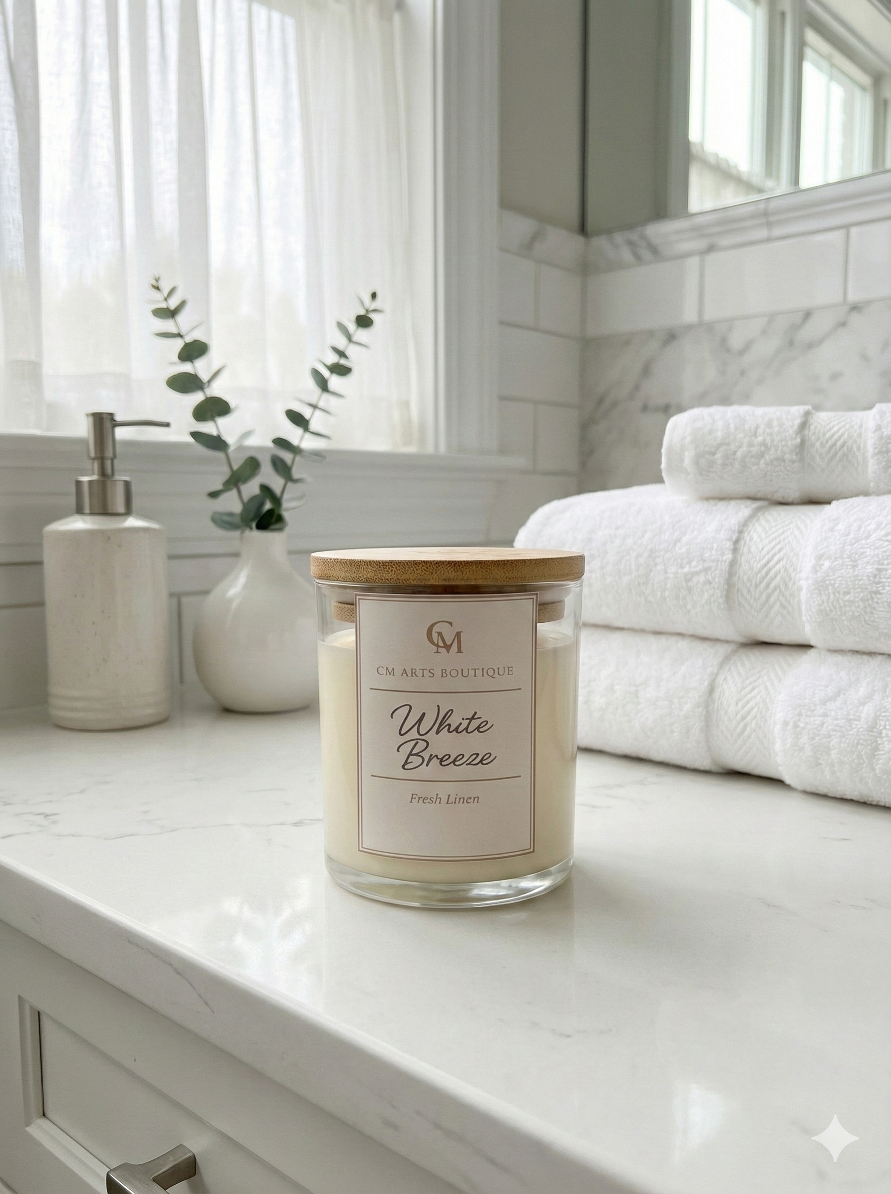 White Breeze – Fresh Linen Soy Candle | Signature Collection