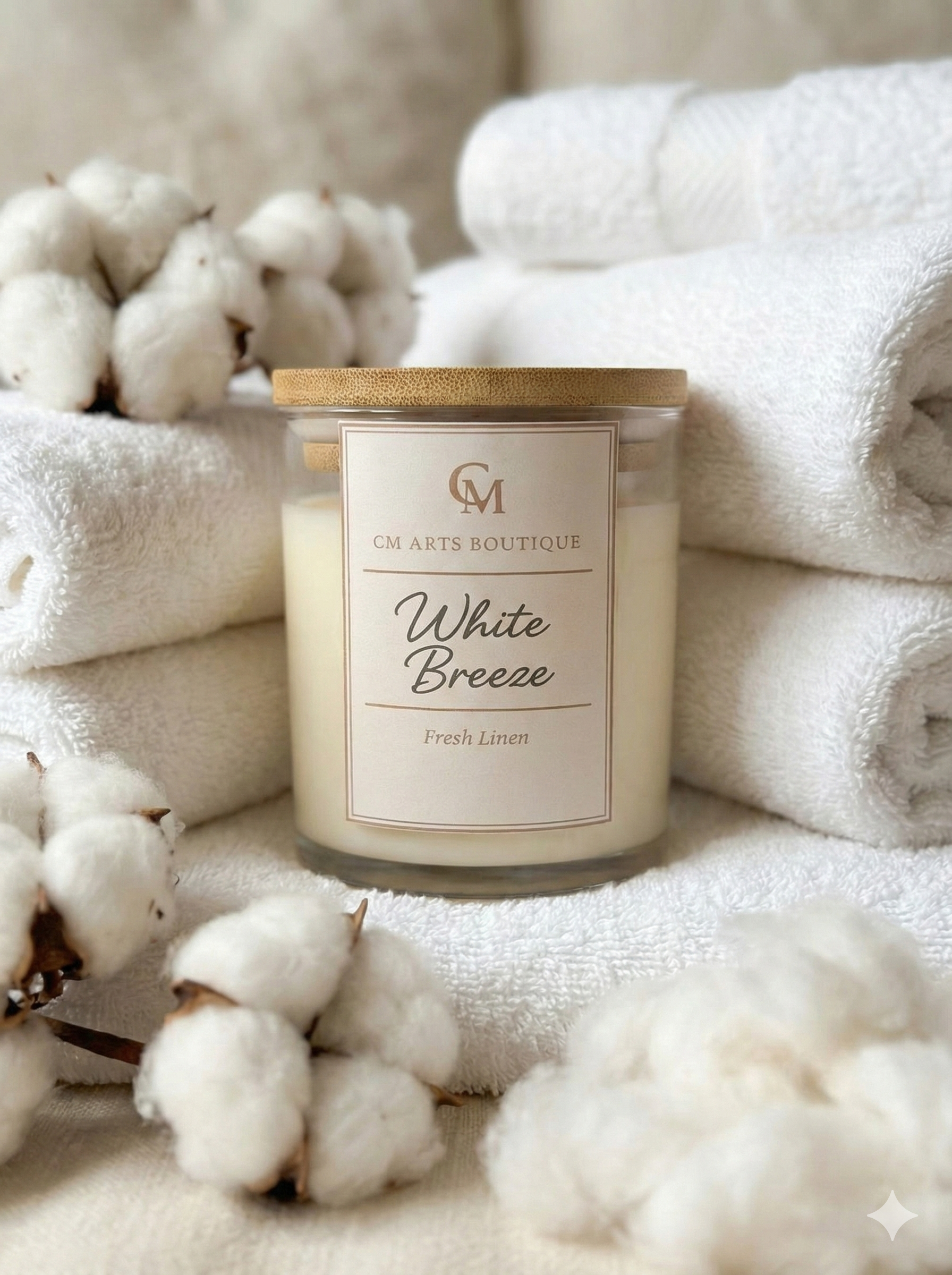 White Breeze – Fresh Linen Soy Candle | Signature Collection