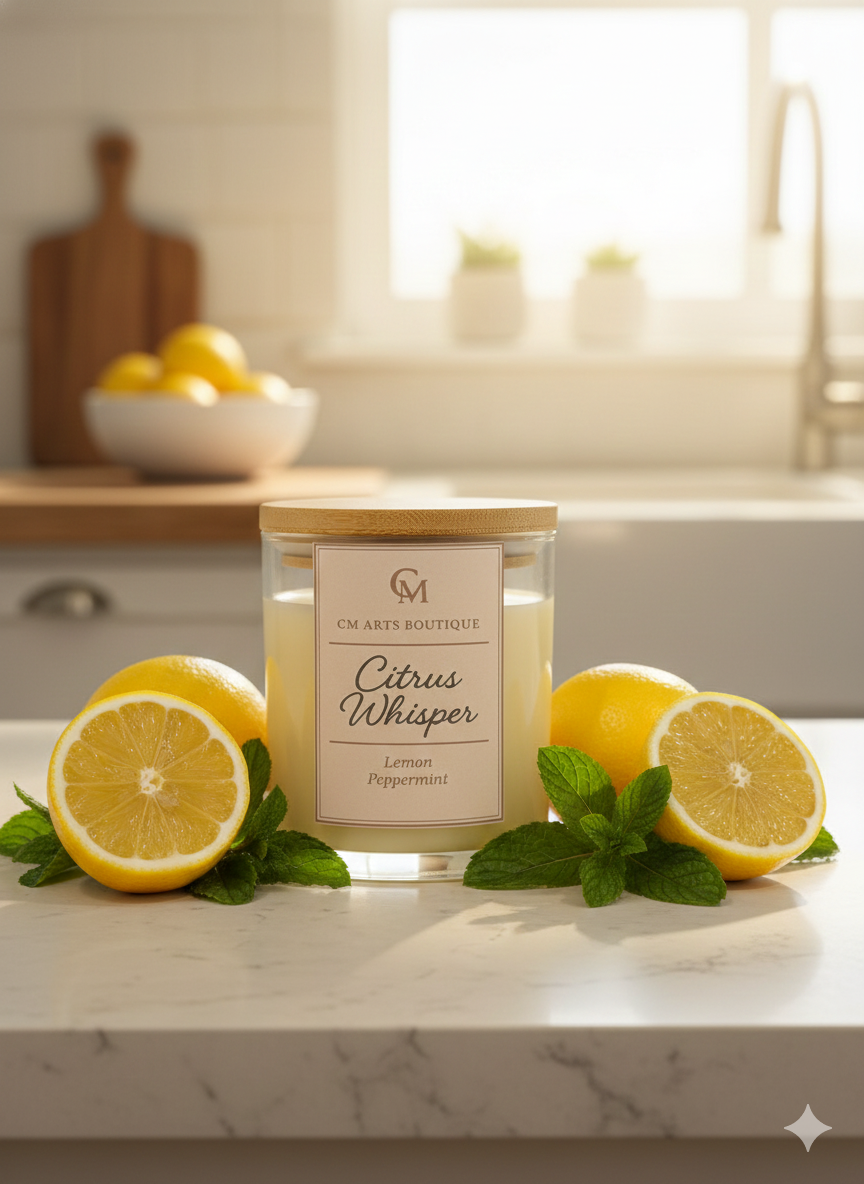 Citrus Whisper – Lemon & Peppermint Soy Candle | Signature Collection