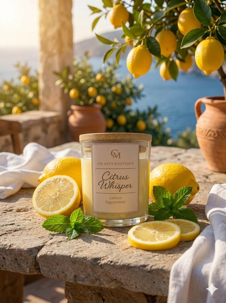 Citrus Whisper – Lemon & Peppermint Soy Candle | Signature Collection