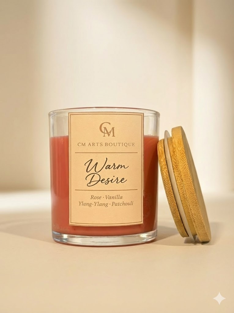 Warm Desire – Rose, Vanilla & Patchouli Soy Candle | Signature Collection