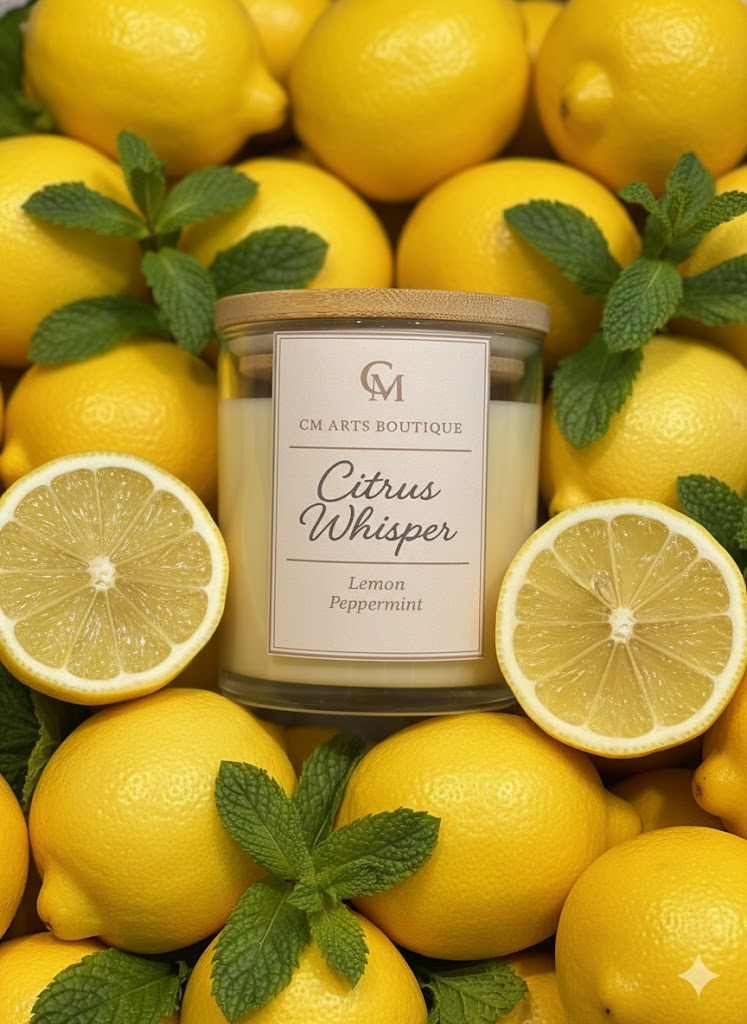Citrus Whisper – Lemon & Peppermint Soy Candle | Signature Collection