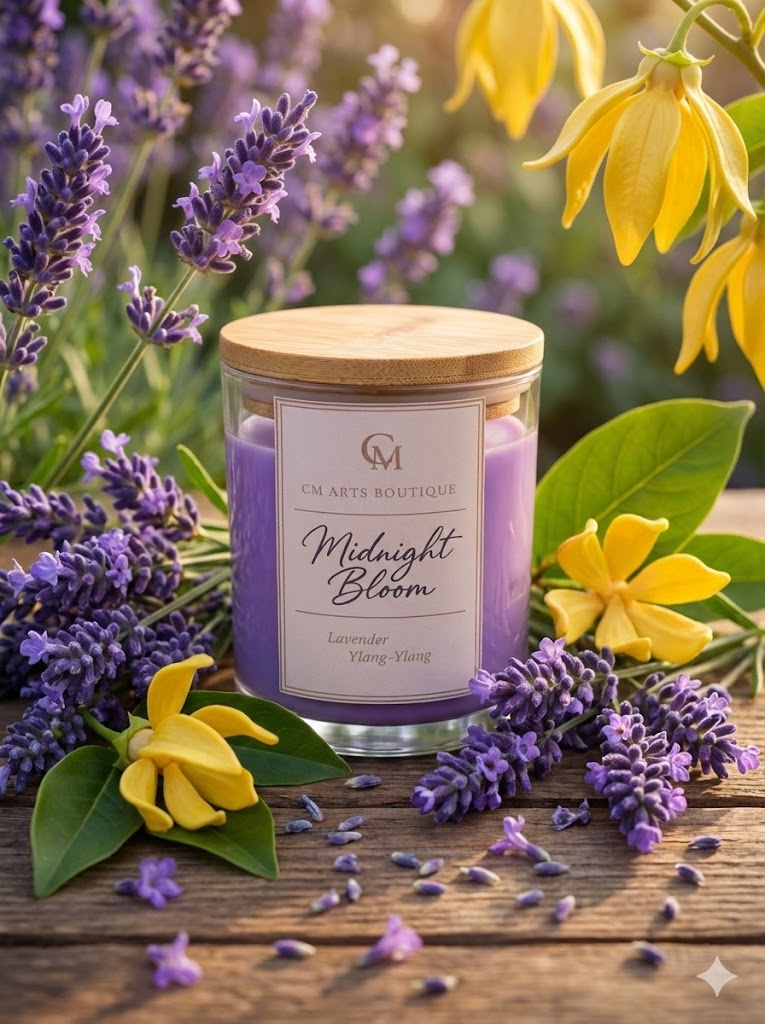 Midnight Bloom – Lavender & Ylang-Ylang Soy Candle | Signature Collection
