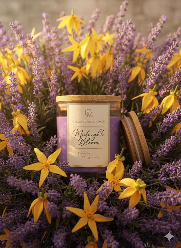 Midnight Bloom – Lavender & Ylang-Ylang Soy Candle | Signature Collection