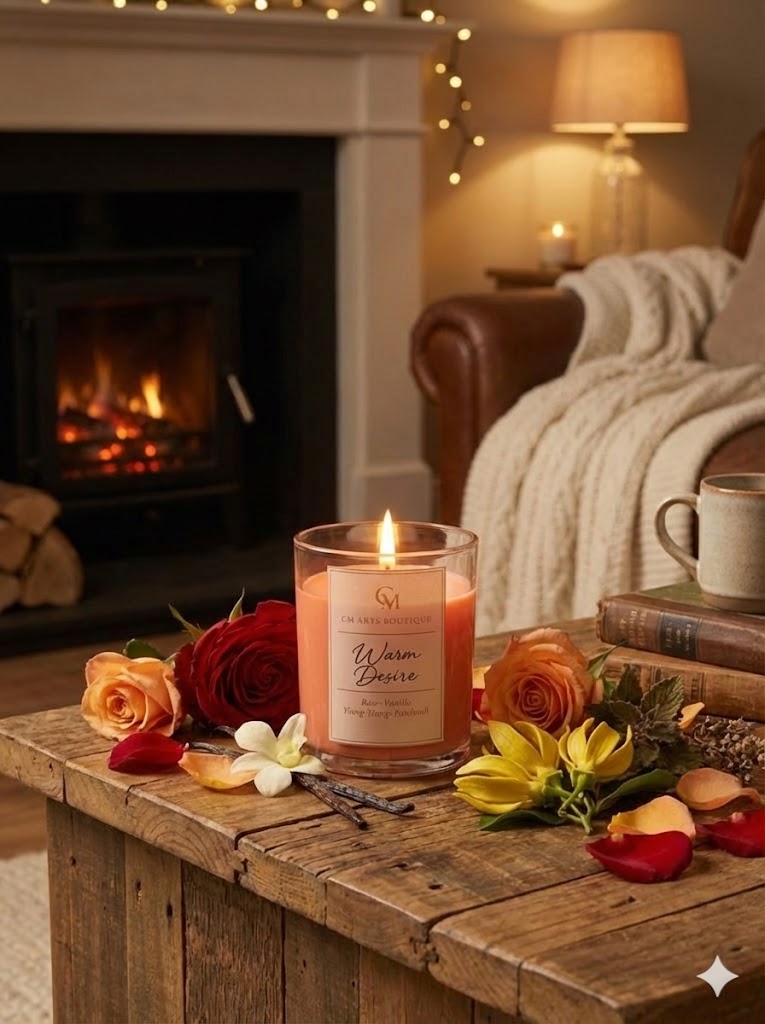 Warm Desire – Rose, Vanilla & Patchouli Soy Candle | Signature Collection